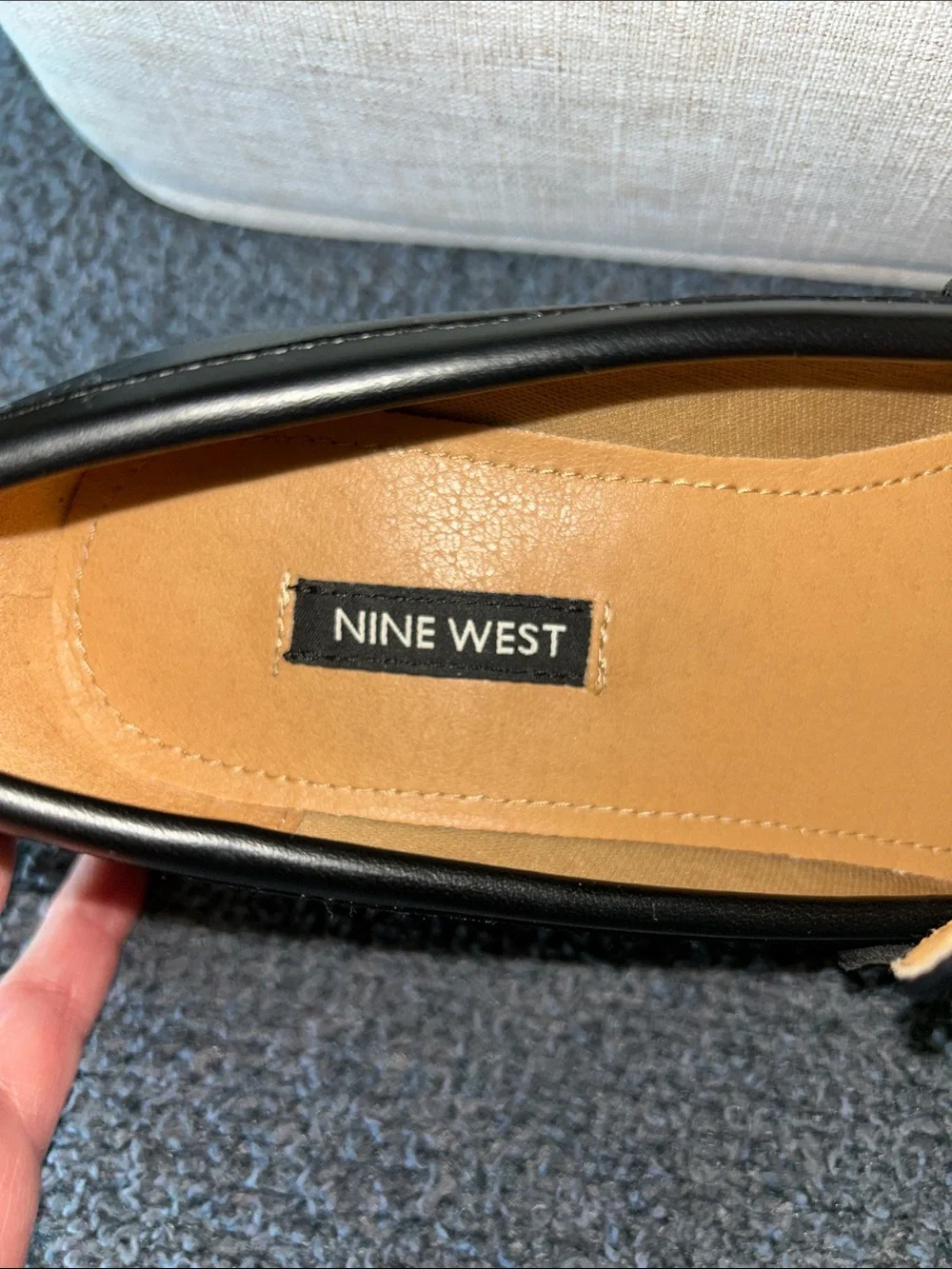 Nine West Black Loafers with Gold Chain Accent